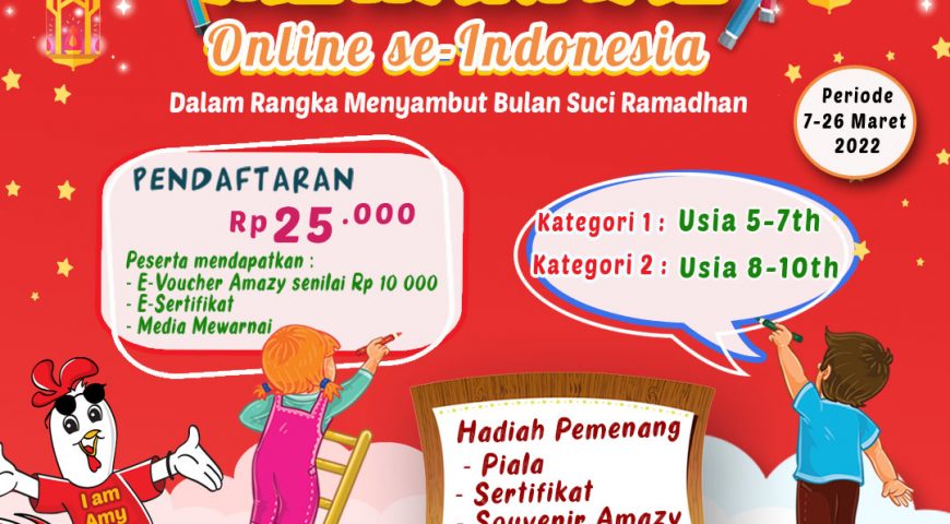 Dalam menyambut bulan suci Ramadhan , Amazy menggelar Lomba Mewarnai Online se-Indonesia. Kategori usia 5-10tahun.